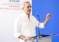 El presidente Luis Abinader durante un acto con productores agropecuarios en Moca, Espaillat
