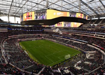 Vista exterior del SoFi Stadium de Los Ángeles, sede del partido de cuartos del Mundial 2026