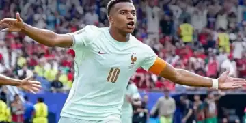 Jugadores de la selección de Francia celebran un gol frente a Marruecos en el Gillette Stadium