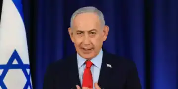 El primer ministro israelí Benjamín Netanyahu durante la Conferencia del Néguev en Dimona