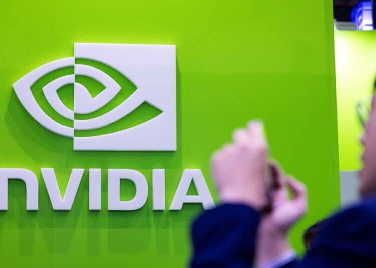 Centro de datos de inteligencia artificial con servidores conectados a chips de alto rendimiento