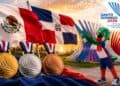 Atletas dominicanos celebran en el podio durante los Juegos Centroamericanos y del Caribe Santo Domingo 2026