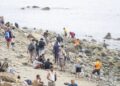 Vista del espigón fronterizo del Tarajal que separa la ciudad española de Ceuta de Marruecos