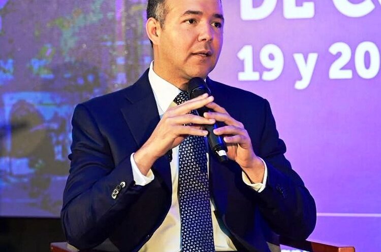 Johnny Pujols, secretario general del PLD, ofreciendo declaraciones sobre el alza de precios de alimentos en República Dominicana