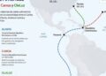 Mapa de rutas de cables submarinos de Google conectando República Dominicana con América Latina, Estados Unidos y Europa