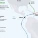 Mapa de rutas de cables submarinos de Google conectando República Dominicana con América Latina, Estados Unidos y Europa