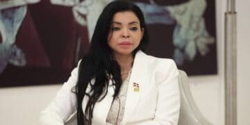 Procuradora general Yeni Berenice Reynoso durante declaraciones sobre el caso Senasa en República Dominicana