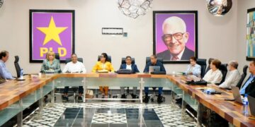 Sede del Partido de la Liberación Dominicana en Santo Domingo durante anuncio de consulta presidencial interna