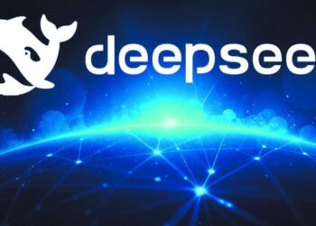 Pantalla mostrando el logo de DeepSeek junto a gráficas de comparación de costos de modelos de inteligencia artificial