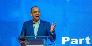 Deligne Ascención, vicepresidente ejecutivo del PRM, durante una entrevista sobre las elecciones presidenciales 2028