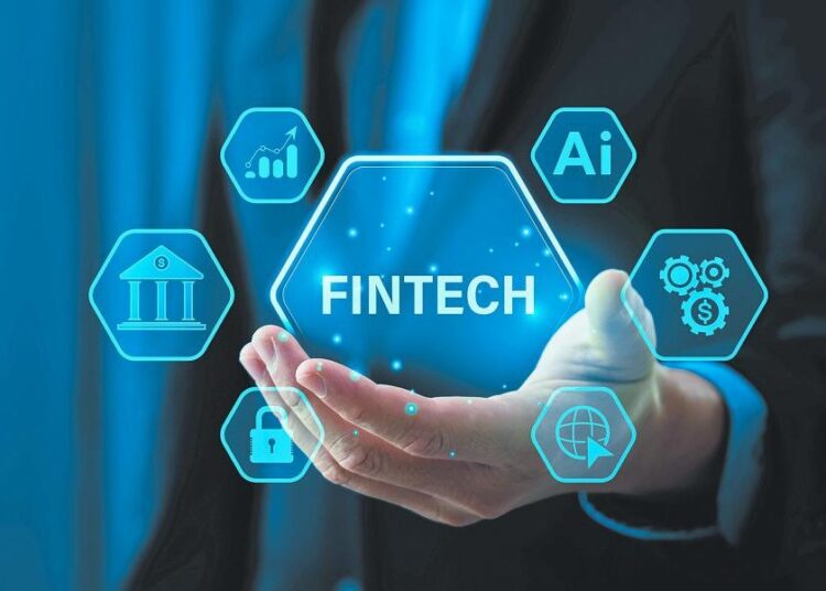 Pantalla con gráficas de inversión fintech global y logos de startups financieras digitales en segundo trimestre 2026