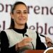 Presidenta Claudia Sheinbaum en rueda de prensa defendiendo la nueva ley de radio y televisión de México