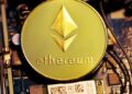 Gráfico del precio de Ethereum mostrando cotización en US$1,883 con volumen diario en mínimos
