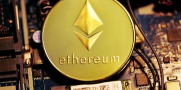 Gráfico del precio de Ethereum mostrando cotización en US$1,883 con volumen diario en mínimos