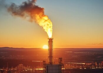 Plataforma petrolera en operación con reflejos del mar al atardecer, representando la tensión en los mercados energéticos globales