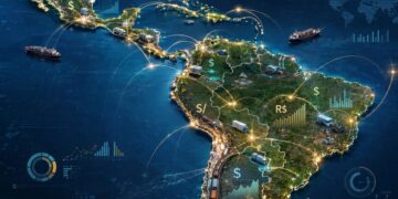 Mapa de América Latina con indicadores de crecimiento económico por país según proyecciones de la CEPAL para 2026