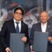Leonardo Aguilera, Rodrigo Castañeda y Francisco Espaillat Bencosme en la firma del acuerdo de financiamiento agropecuario entre Banreservas, FAO y Agricultura