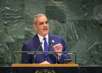 Presidente Luis Abinader en tribuna internacional durante la Asamblea General de la ONU en Nueva York