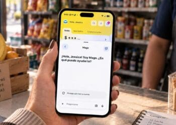 Pantalla de smartphone con la interfaz del asistente Mago de Mercado Pago abierta en la aplicación