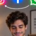 Logo de Meta sobre fondo azul con íconos de Instagram, Facebook y WhatsApp al fondo