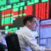 Pantalla mostrando la caída del Nasdaq 100 en la apertura de septiembre en la Bolsa de Nueva York