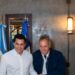Ministro de Turismo David Collado y el secretario Daniel Scioli firmando acuerdo de turismo deportivo en FIT Argentina 2026