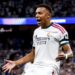 Kylian Mbappé celebra su gol con el Real Madrid ante el Inter de Milán en Champions League