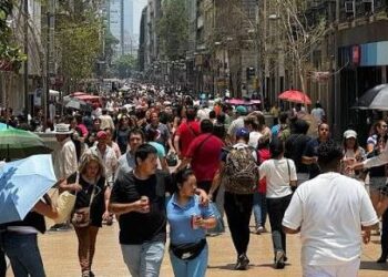 Trabajadores en una oficina formal en México revisando recibos de nómina