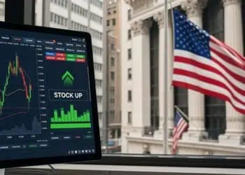 Pantalla del Nasdaq en Times Square mostrando ganancias bursátiles el 17 de septiembre de 2026