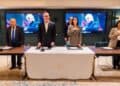 Presidente Luis Abinader junto a la primera dama Raquel Arbaje en reunión con dirigentes del PRM en Italia