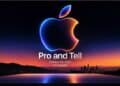 Logo de Apple sobre fondo oscuro con el texto Pro and Tell del evento del 28 de octubre de 2026
