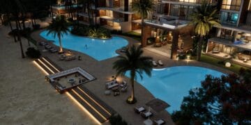Representación del proyecto ICON de Cabarete Tango, edificio residencial frente al mar en la bahía de Cabarete, Costa Norte de República Dominicana