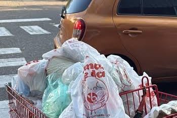 Bolsas plásticas de un solo uso en un establecimiento comercial de República Dominicana