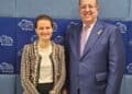 Ministro Magín Díaz y vicepresidenta del Banco Mundial Susana Cordeiro Guerra en reunión del FMI en Bangkok, Tailandia