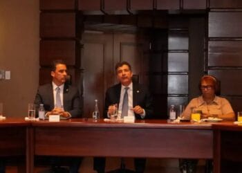 Christopher Paniagua, presidente del Banco Popular, durante la presentación de resultados de la aplicación Toke en Santo Domingo