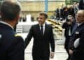 France's President Emmanuel Macron (C) greets French Navy members after delivering a speech next to nuclear-powered ballistic missile submarine (SSBN) submarine "Le Temeraire" - S617 during his visit to the Nuclear Submarine Navy Base of Ile Longue in Crozon, north-western France on March 2, 2026. High expectations, few certainties: on March 2, 2026, Emmanuel Macron is set to outline how France's nuclear deterrent can help strengthen security in Europe in the face of a increasingly brutal world and an increasingly uncertain US ally. This issue has been brought sharply into focus by the Israeli-US offensive in Iran this weekend, against the backdrop of the Iranian nuclear crisis, which is shaking the entire Middle East and, by extension, the international community. (Photo by Yoan VALAT / POOL / AFP via Getty Images)