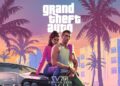 Portada oficial de GTA 6 con los personajes Jason y Lucía en el fondo de Vice City