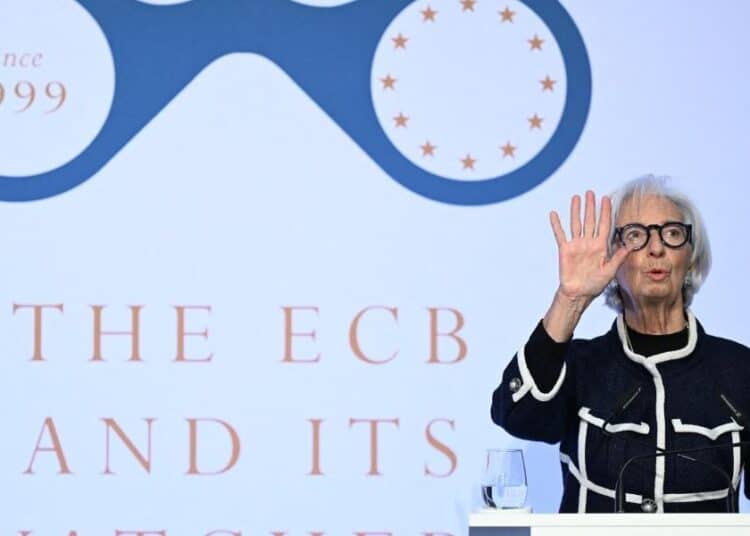 Christine Lagarde durante una conferencia del Banco Central Europeo en Fráncfort, Alemania