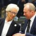 Christine Lagarde, presidenta del BCE, conversa con el ministro de Finanzas de Luxemburgo en el Eurogrupo del 8 de octubre de 2026