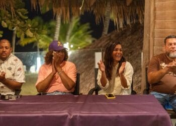 Acto del PLD en Puerto Plata con militantes reunidos para juramentación de nuevos miembros