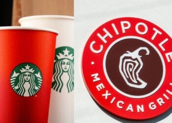 Logo de Starbucks y Chipotle Mexican Grill en fachadas de restaurantes en Estados Unidos